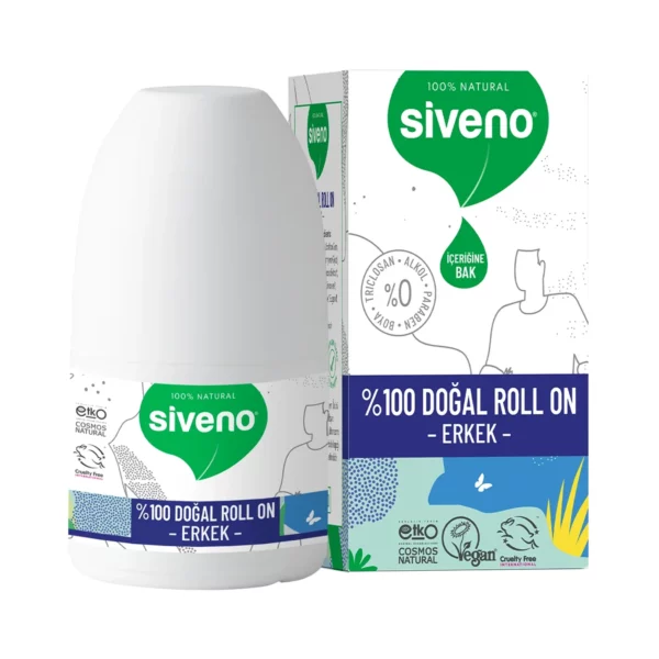 %100 Doğal Roll-On Erkek Deodorant Ter Kokusu Önleyici Bitkisel Leke Bırakmaz Vegan 50ml